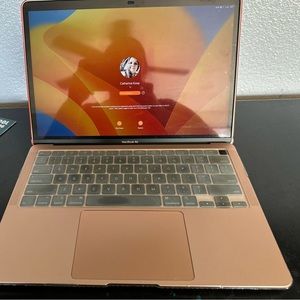 MacBook Air Rose Gold 13 inch MacOS 13.3 version protected all around.